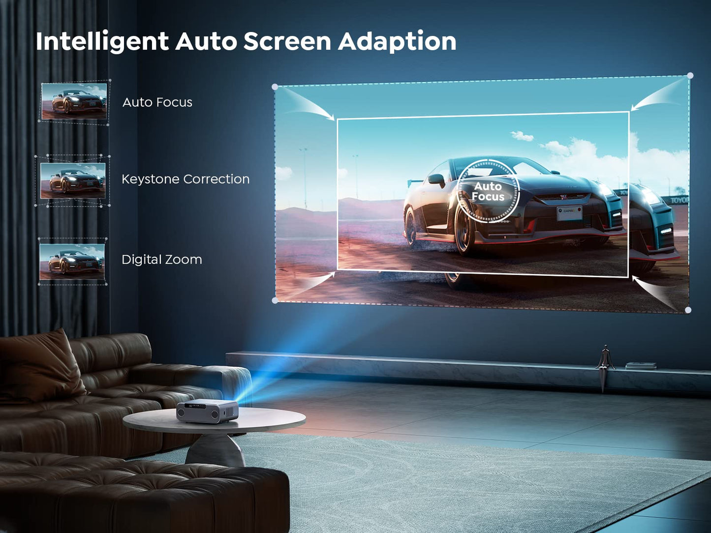 YABER Pro V9 Projector | 4K Supported, 6D Keystone, Home Cinema for Bedroom