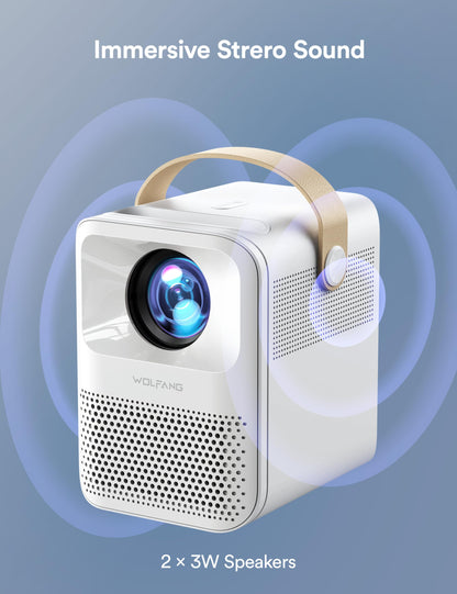 WOLFANG WP01 4K Portable Projector – 1080P, WiFi 5G & Bluetooth, Home Theater