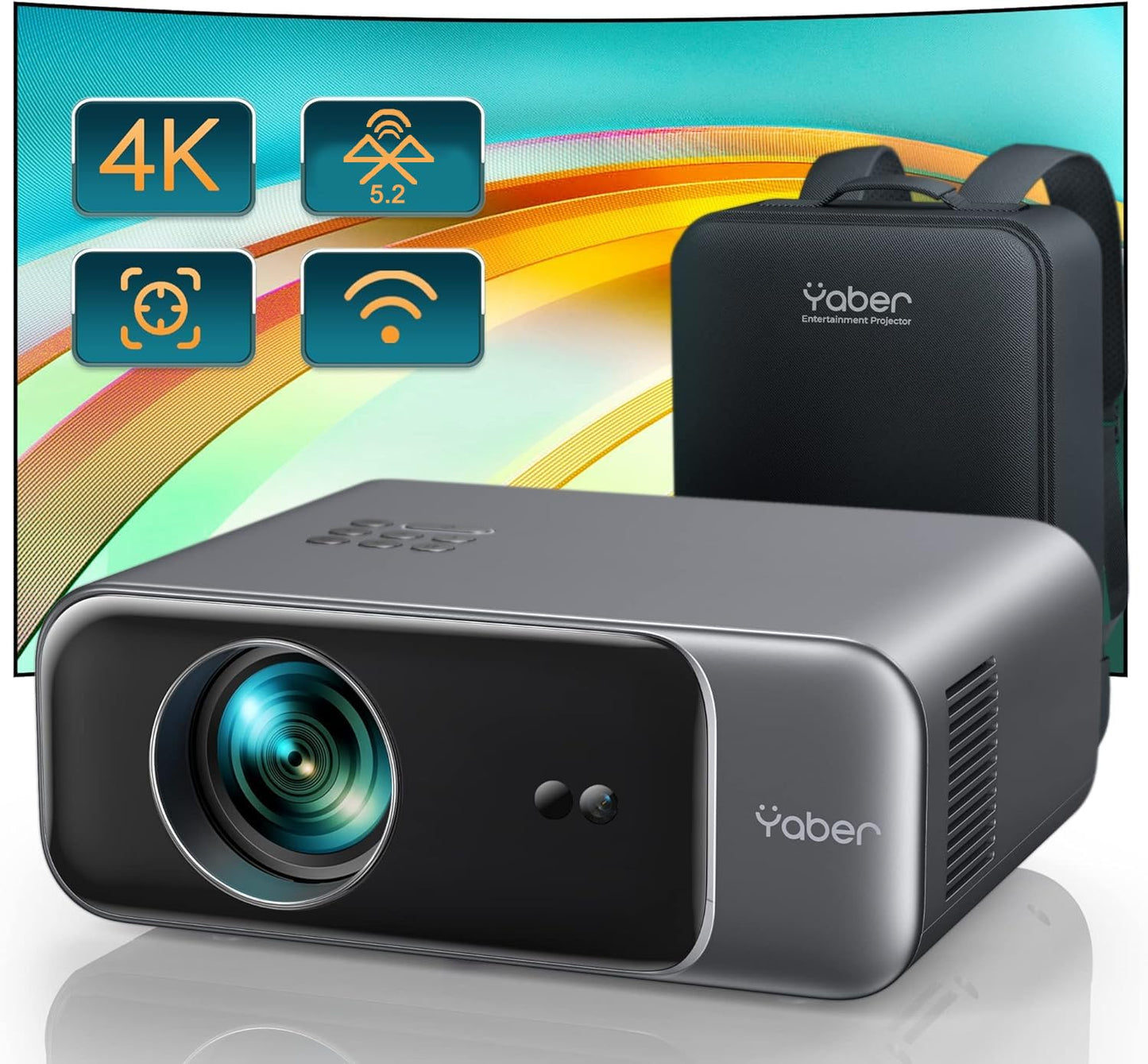 YABER Pro V9 Projector | 4K Supported, 6D Keystone, Home Cinema for Bedroom