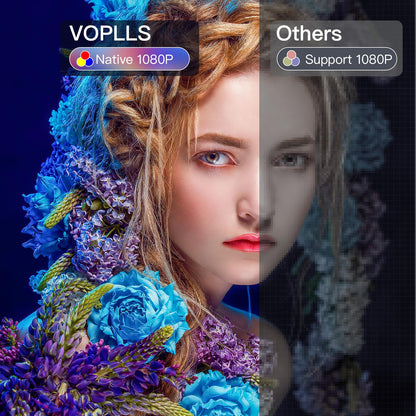 VOPLLS 4K Native 1080P Projector – iOS, Android, TV Stick & PPT Compatible
