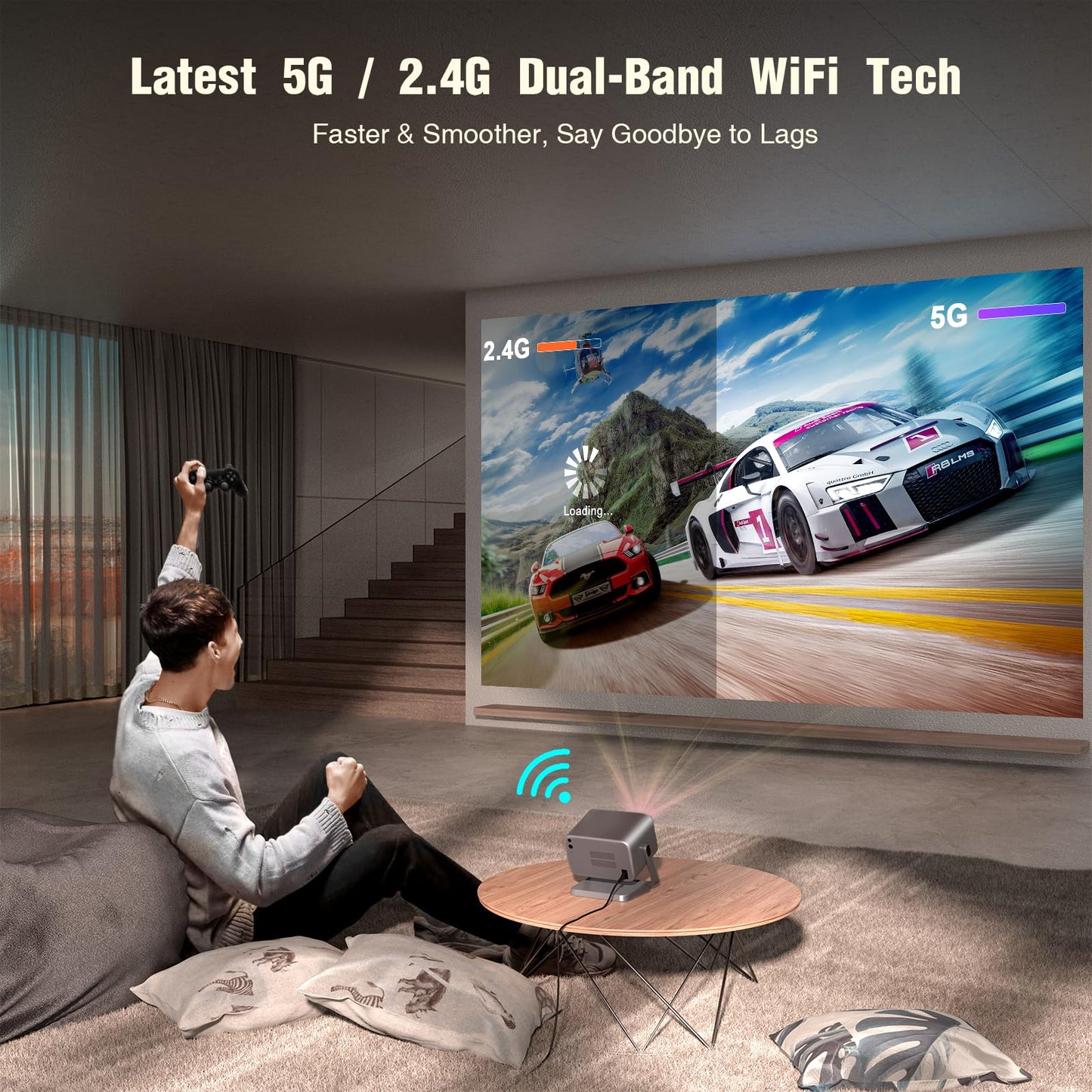 VOPLLS M10 4K Smart Projector – 1080P Native, HDR10, Auto Focus, WiFi & Bluetooth