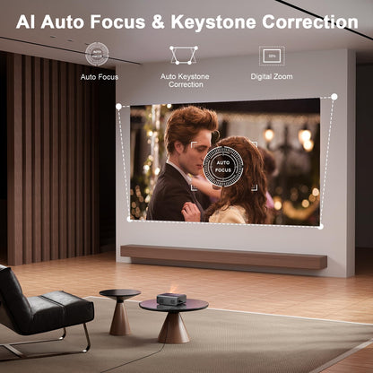 VOPLLS 1080P Full HD Projector – Auto Focus, WiFi & Bluetooth, Indoor & Outdoor