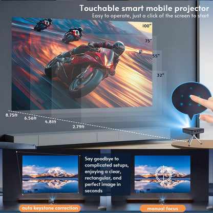 Futuzen O1 PRO Mini Projector – 4K, Built-in Battery & Speaker