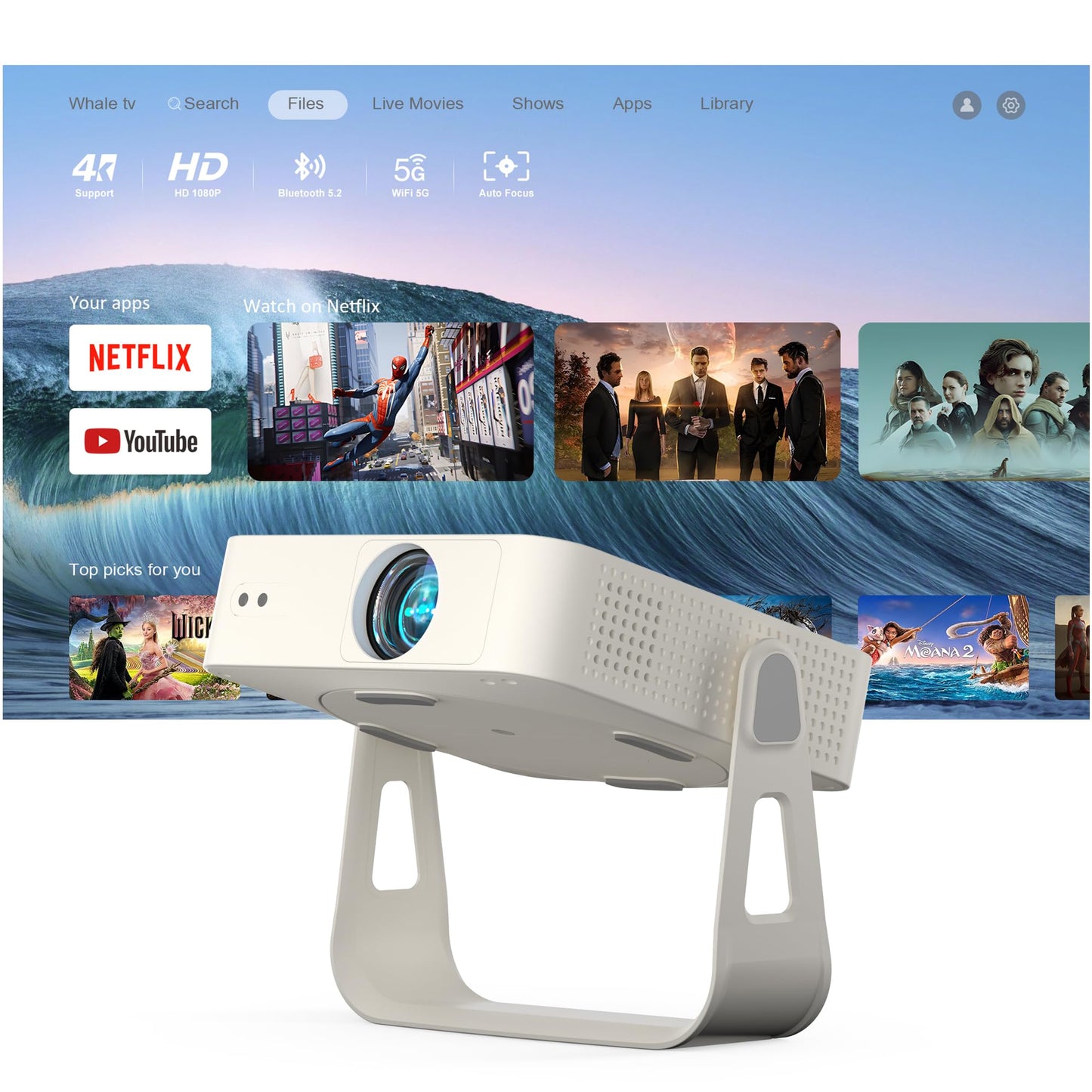 XuanPad Q5 1080P Mini Projector – Dust-Proof, Auto Focus, WiFi & Bluetooth