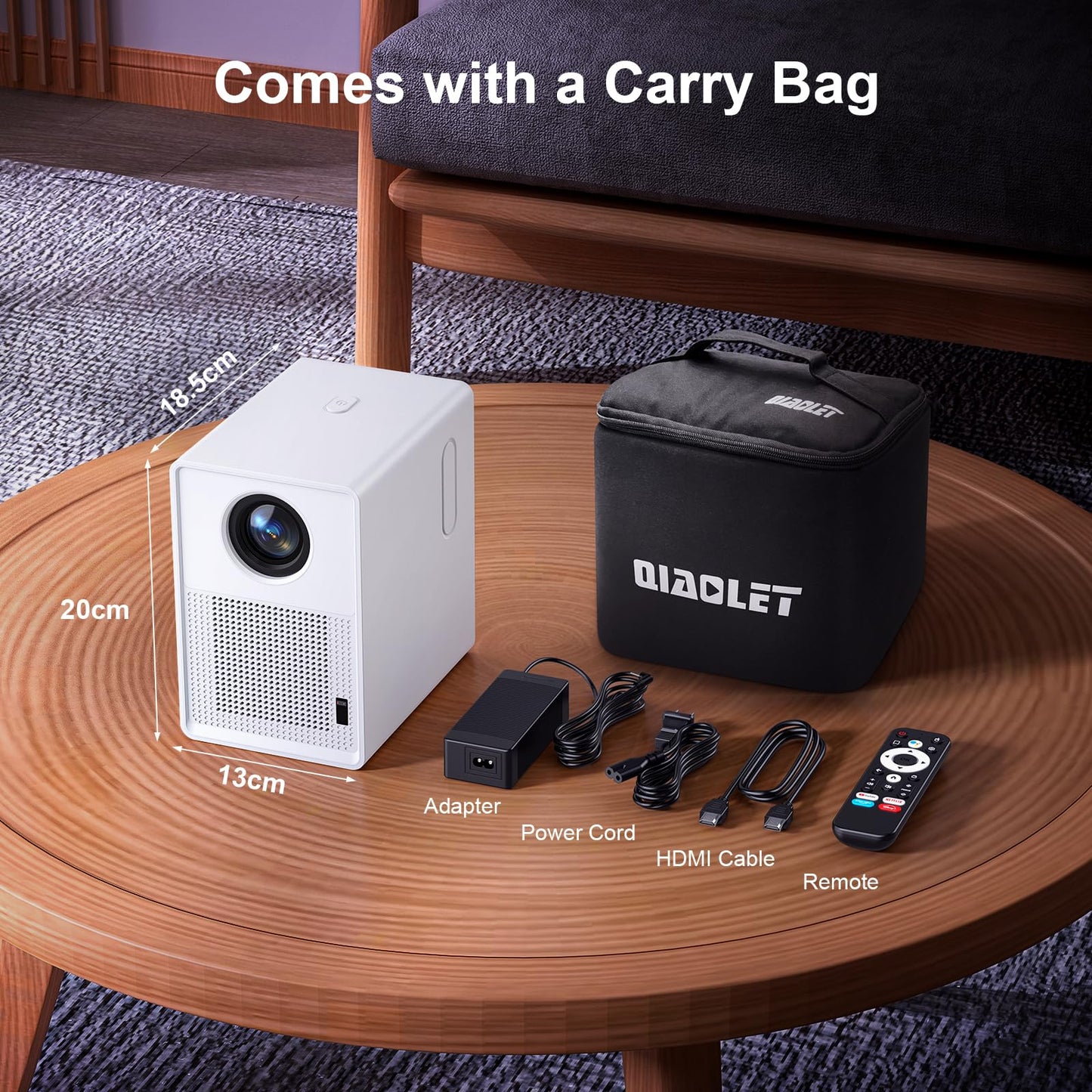 QIAOLET C800 Smart Projector | 1080P Native, 4K Supported, 1200 ANSI, Google TV, Auto Focus & 6D Correction, WiFi 6 & Bluetooth 5.2, Home Cinema