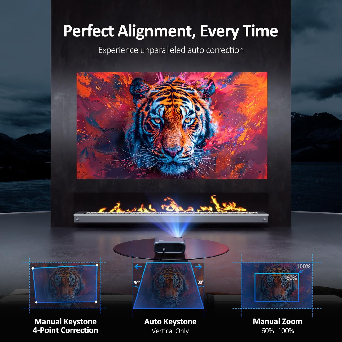 NexiGo PJ40 Gen 3 Projector | Native 1080P, 4K Supported, WiFi & Bluetooth, 20W Speakers, D65 Calibrated, Home & Outdoor Cinema