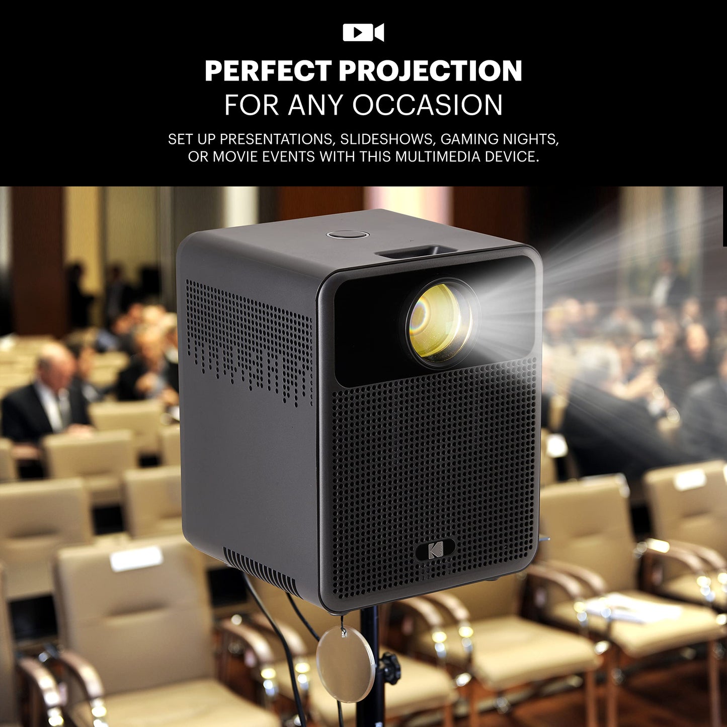 KODAK FLIK HD10 Smart Projector | 1080P Full HD Android TV, Google Assistant, Bluetooth & Dual Speakers