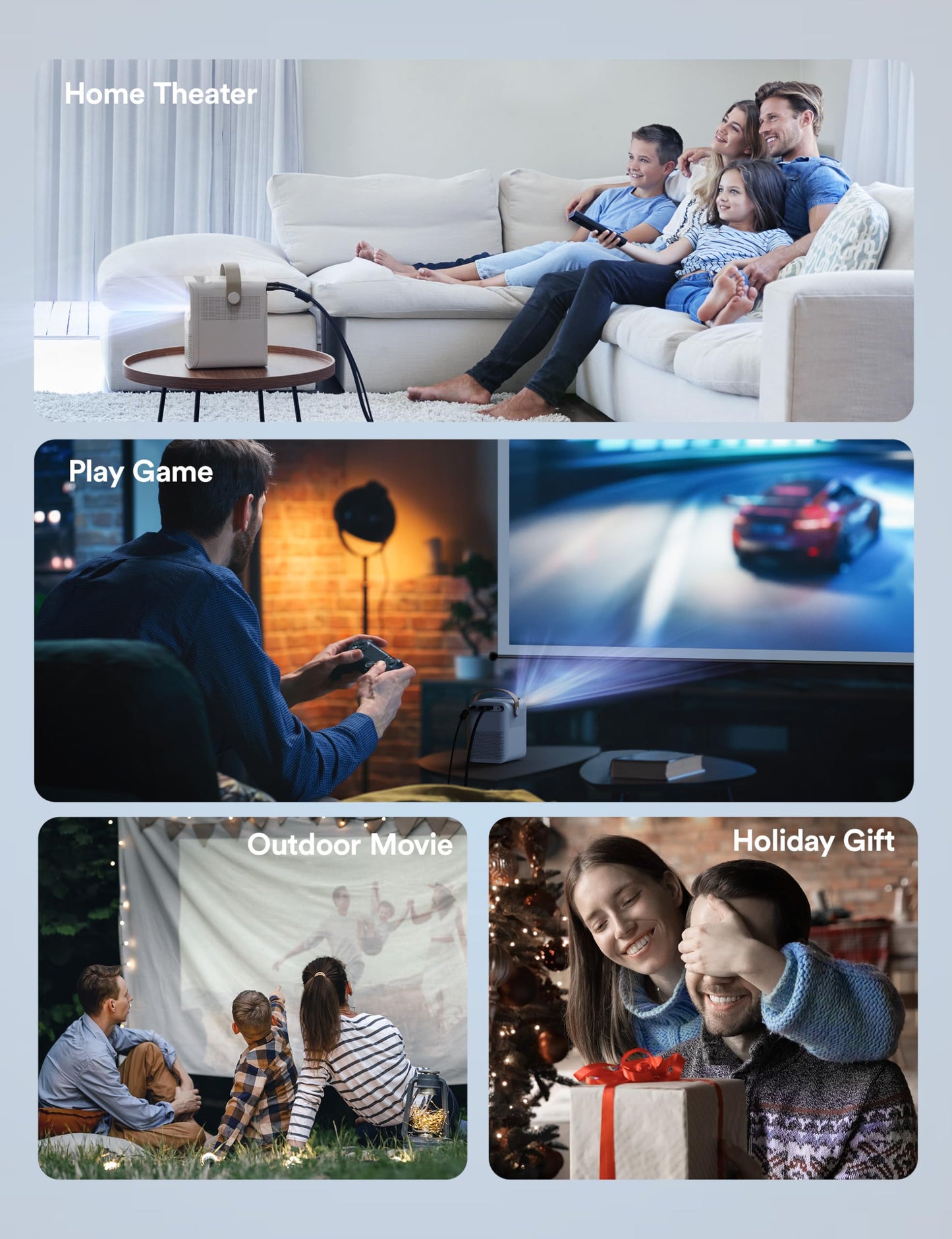 WOLFANG WP01 4K Portable Projector – 1080P, WiFi 5G & Bluetooth, Home Theater