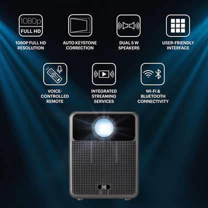 KODAK FLIK HD10 Smart Projector | 1080P Full HD Android TV, Google Assistant, Bluetooth & Dual Speakers
