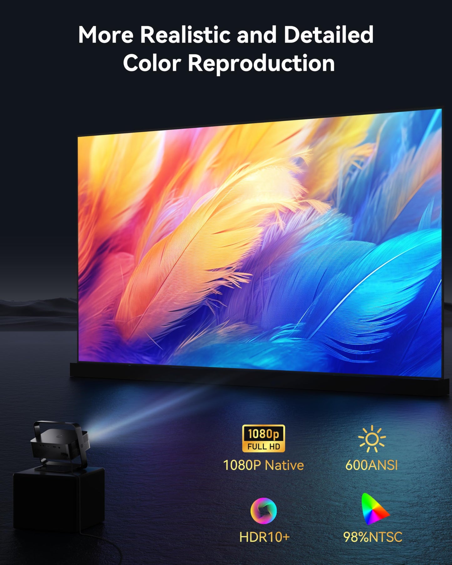 Polocsch P7 1080P Mini Projector – Portable Home Cinema, WiFi 6, Bluetooth