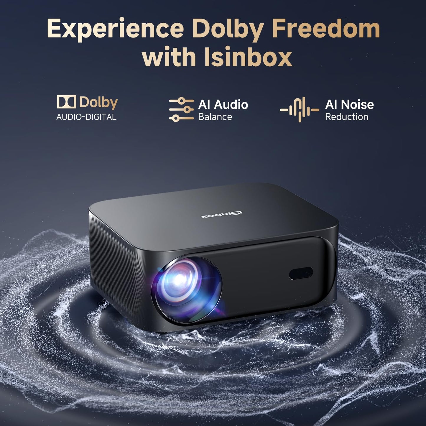 iSinbox YG381 Projector | Electric Focus, Auto Keystone, 50–100% Zoom, Portable Cinema