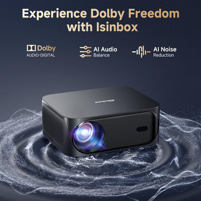 iSinbox YG381 Projector | Electric Focus, Auto Keystone, 50–100% Zoom, Portable Cinema