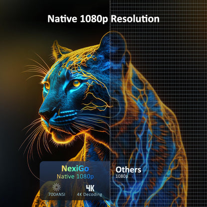 NexiGo PJ40 Gen 3 Projector | Native 1080P, 4K Supported, WiFi & Bluetooth, 20W Speakers, D65 Calibrated, Home & Outdoor Cinema
