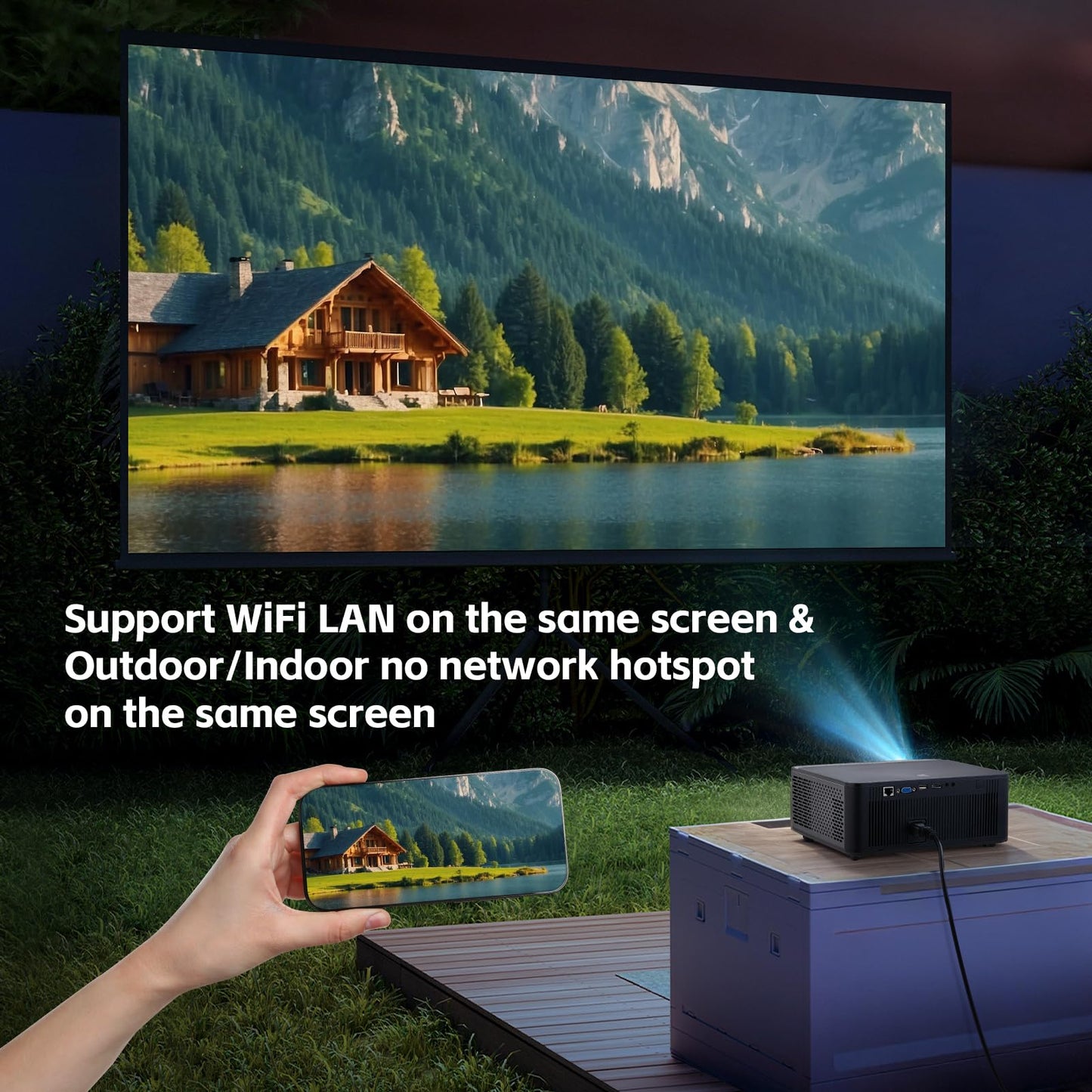 INMOZATA M8-E Smart Projector – 1080P Full HD, 4K Support, WiFi 6 & Bluetooth