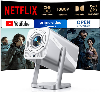 4K Smart Projector | WiFi 6, Bluetooth, 360° Rotatable Short-Throw, Home & Outdoor