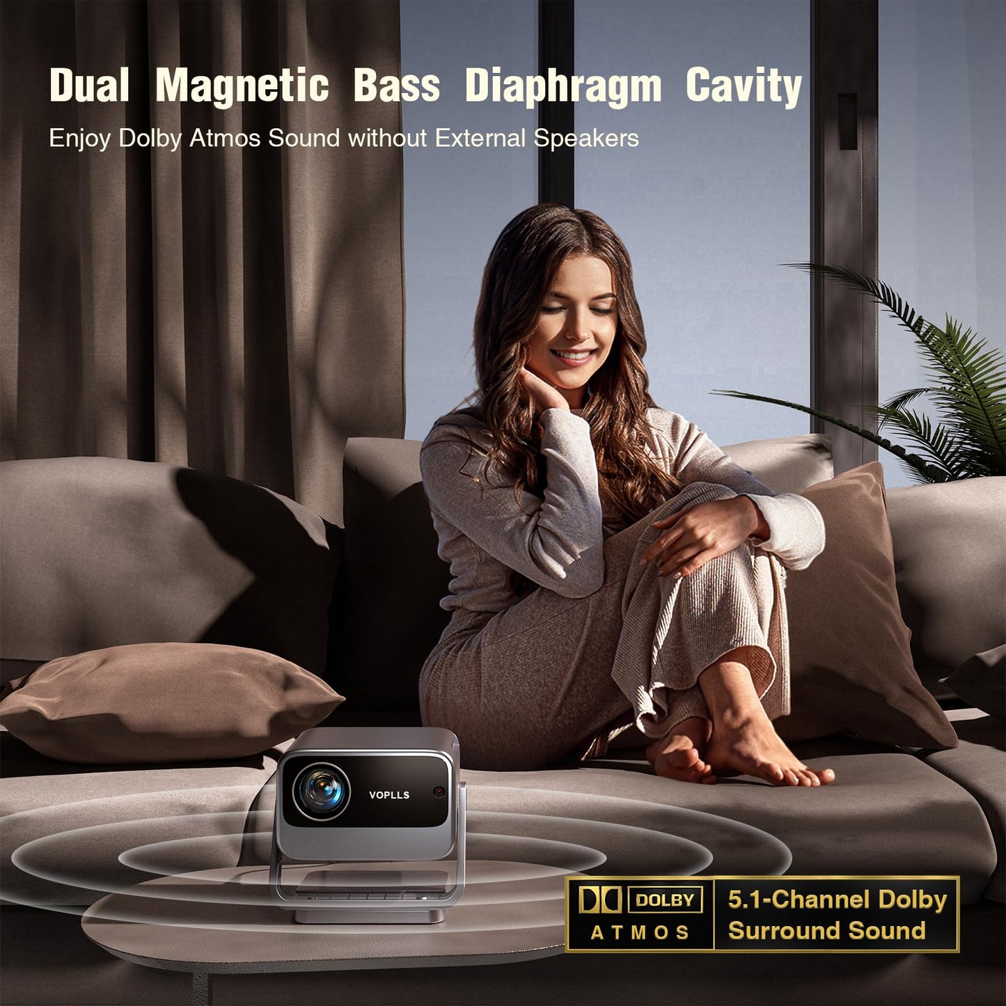 VOPLLS M10 4K Smart Projector – 1080P Native, HDR10, Auto Focus, WiFi & Bluetooth
