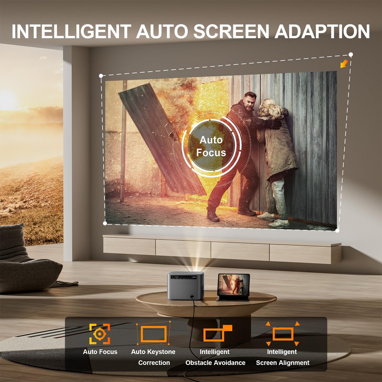 VISPPL 4K Projector | Dual 36W Hi-Fi Speakers, Indoor & Outdoor Cinema