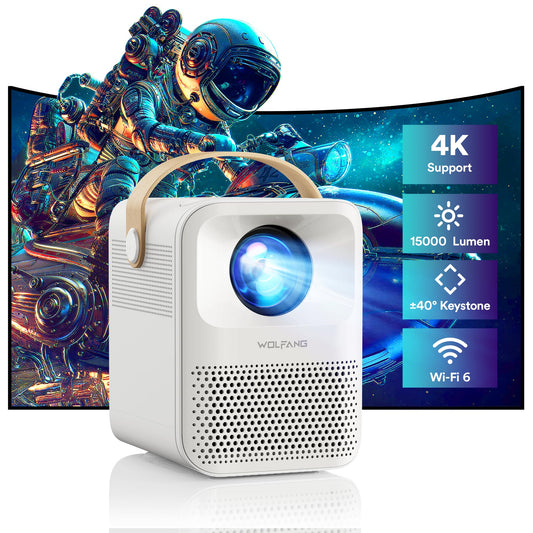 WOLFANG WP01 4K Portable Projector – 1080P, WiFi 5G & Bluetooth, Home Theater